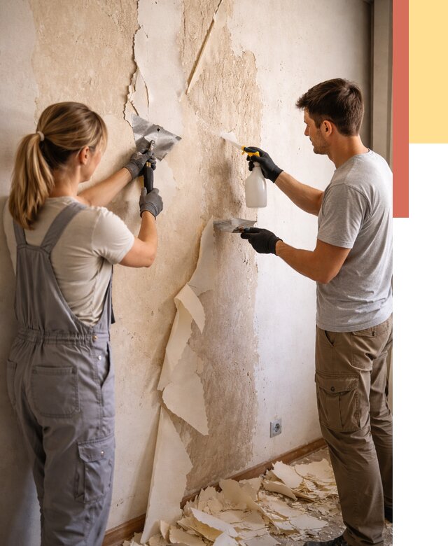 Снятие старых обоев в Краснокамске от 5322 руб. под ключ недорого | ОТДЕЛОЧНИК-Кнм