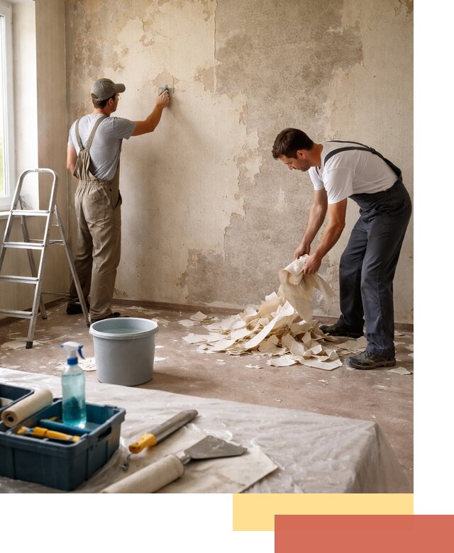 Снятие старых обоев в Краснокамске быстро и качественно