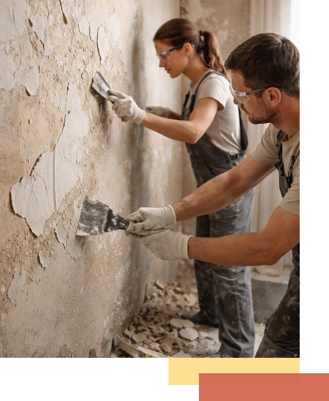 Снятие старой шпаклевки и подготовка поверхностей в Краснокамске