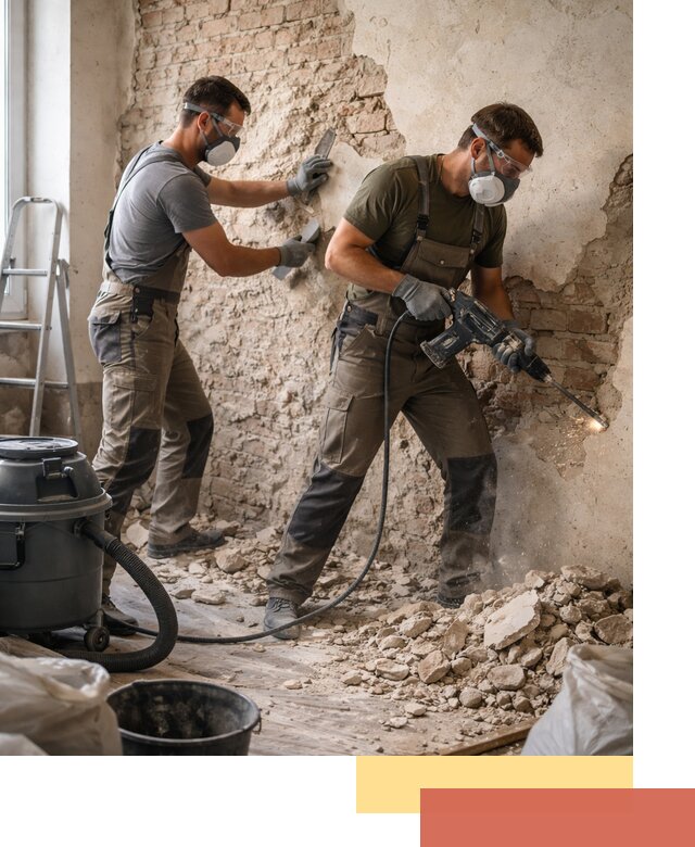 Демонтаж штукатурки со стен в Краснокамске быстро и аккуратно