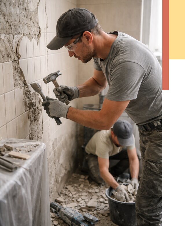 Демонтаж плитки со стен в Краснокамске от 862 руб. — быстро и недорого | ОТДЕЛОЧНИК-Кнм