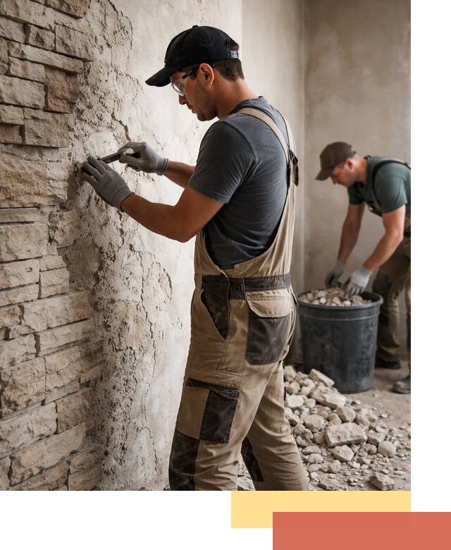 Демонтаж декоративного камня в Краснокамске профессионально и безопасно