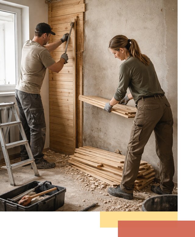 Демонтаж вагонки со стен в Краснокамске — профессиональный демонтаж