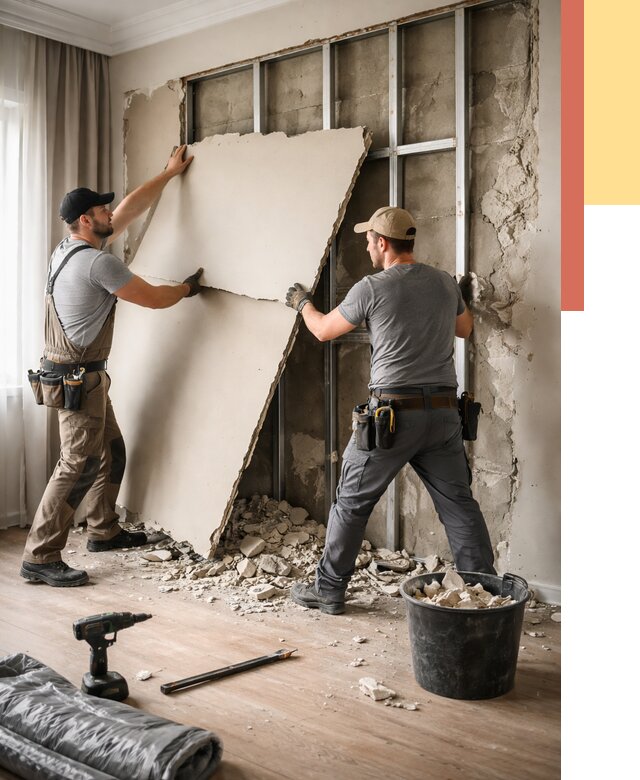 Демонтаж гипсокартона со стен в Краснокамске от 355 руб. — услуги демонтажа | ОТДЕЛОЧНИК-Кнм