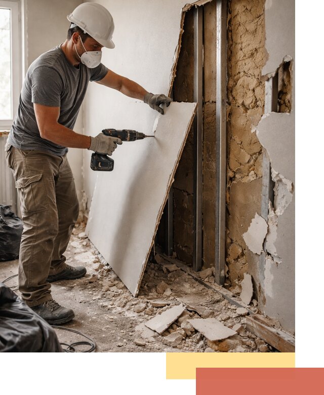 Демонтаж гипсокартона со стен в Краснокамске качественно и быстро