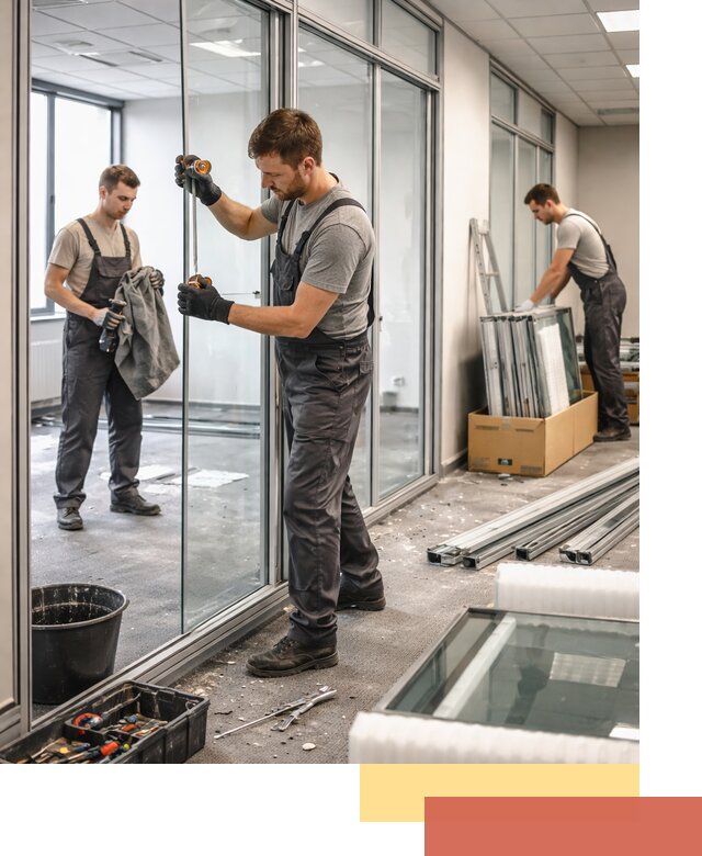 Демонтаж стеклянных перегородок в Краснокамске быстро и безопасно