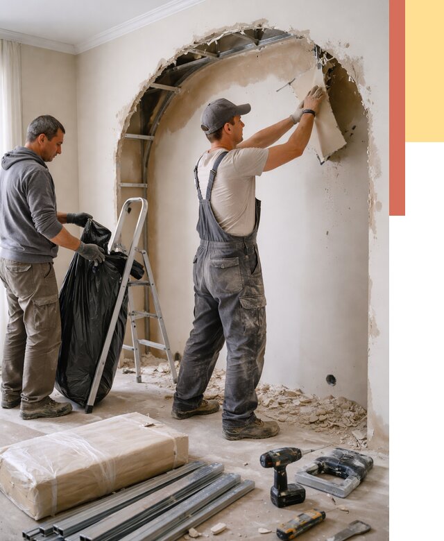 Демонтаж арки из гипсокартона в Краснокамске от 3548 руб. — услуги под ключ | ОТДЕЛОЧНИК-Кнм