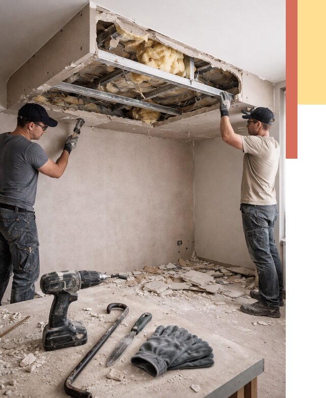 Демонтаж короба из гипсокартона в Краснокамске от 1541 руб. — быстро и недорого | ОТДЕЛОЧНИК-Кнм