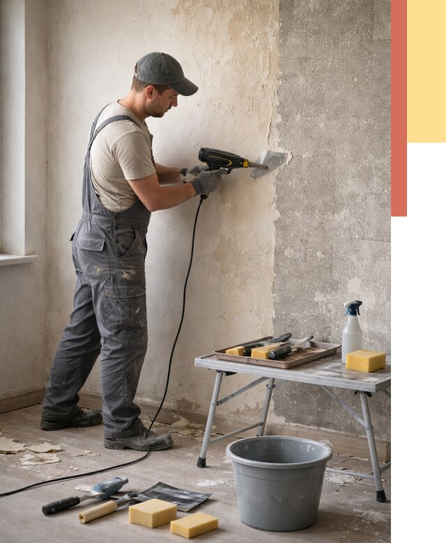 Очистка стен от клея в Краснокамске от 1875 руб. — снятие и удаление клея со стен | ОТДЕЛОЧНИК-Кнм