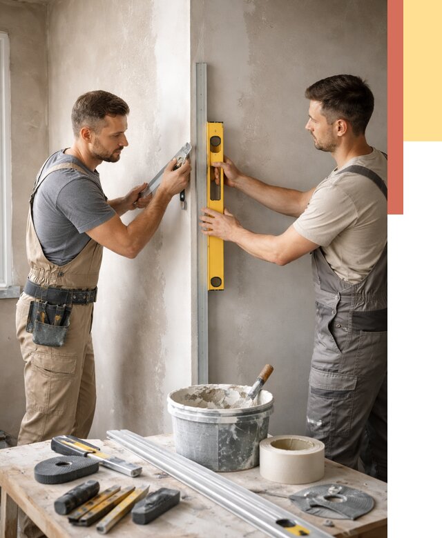 Выведение углов стен в Краснокамске от 1875 руб. быстро и недорого | ОТДЕЛОЧНИК-Кнм