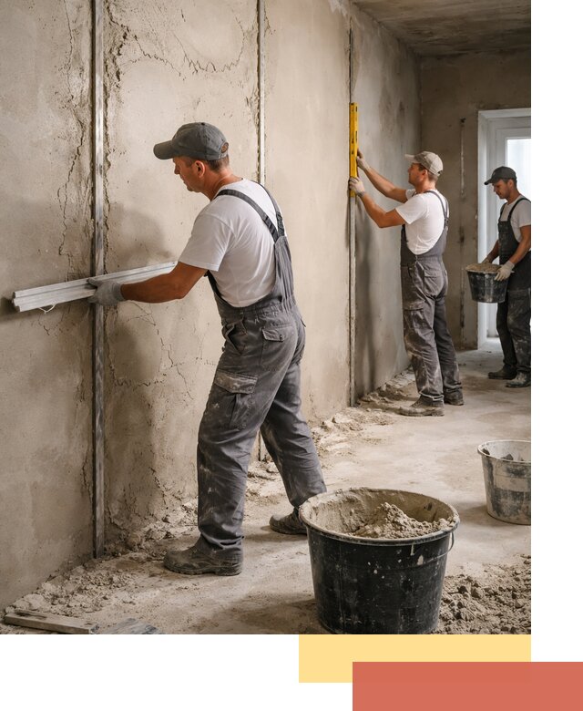 Штукатурка стен по маякам в Краснокамске — точная и ровная поверхность