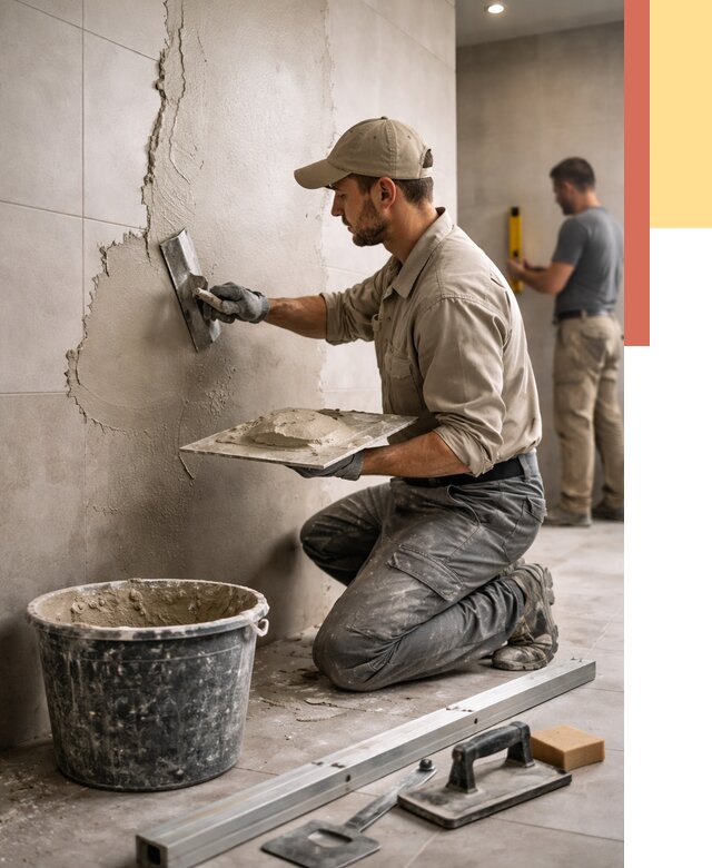 Штукатурка стен в ванной в Краснокамске от 4562 руб./м² — выравнивание под ключ | ОТДЕЛОЧНИК-Кнм