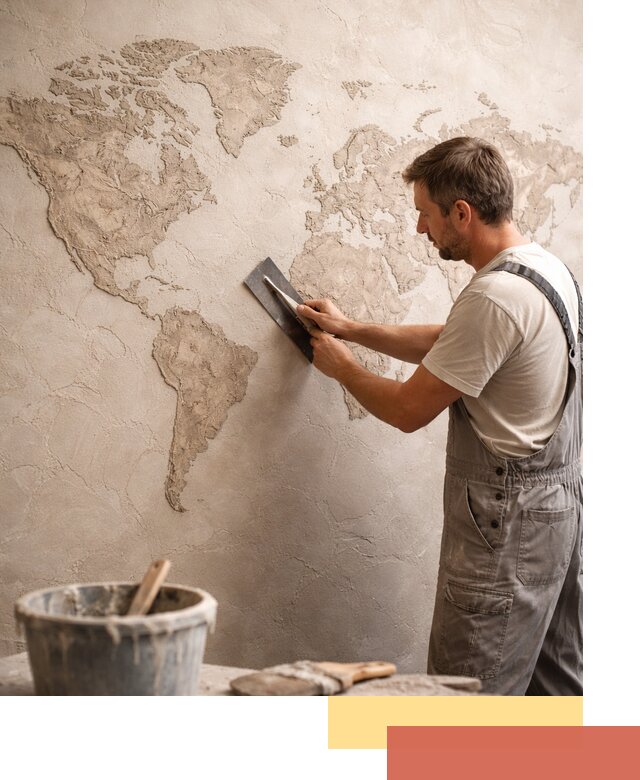 Декоративная штукатурка «Карта мира» под ключ в Краснокамске