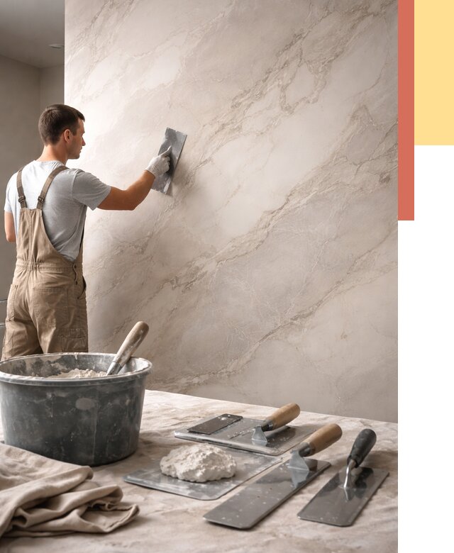 Декоративная штукатурка под мрамор в Краснокамске от 2838 руб./м² — быстро и недорого | ОТДЕЛОЧНИК-Кнм