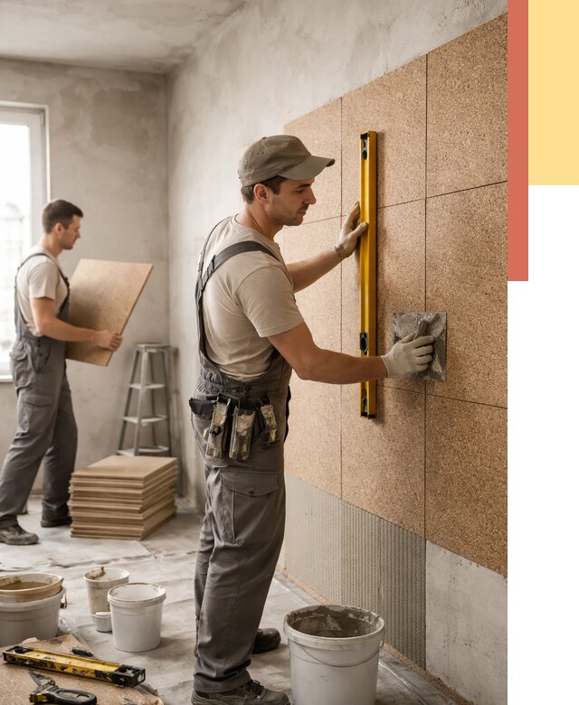 Монтаж пробковых панелей на стены в Краснокамске от 3548 руб. — ОТДЕЛОЧНИК-Кнм