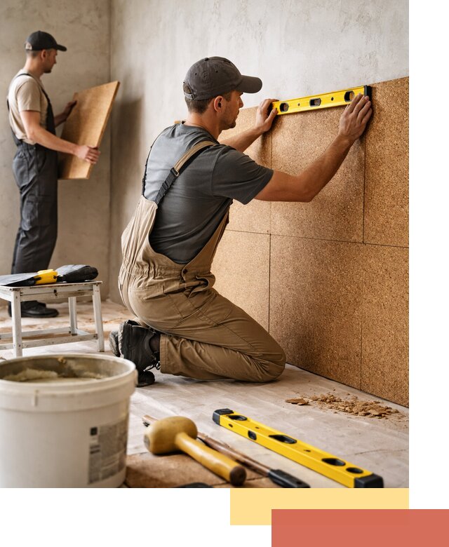 Монтаж пробковых панелей на стены в Краснокамске быстро и качественно