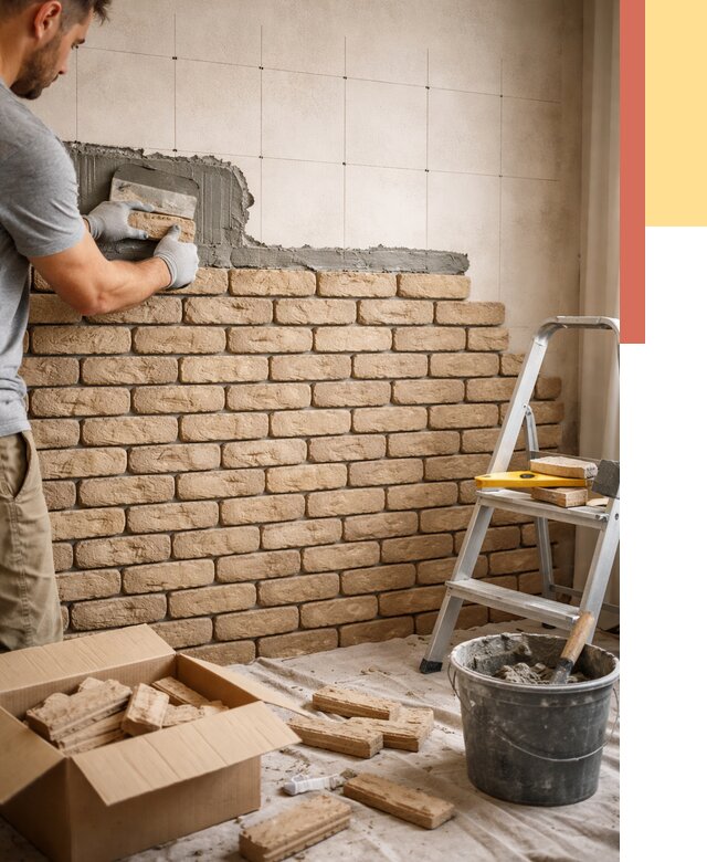 Монтаж декоративного кирпича в Краснокамске от 3244 руб./м² — быстро и недорого | ОТДЕЛОЧНИК-Кнм