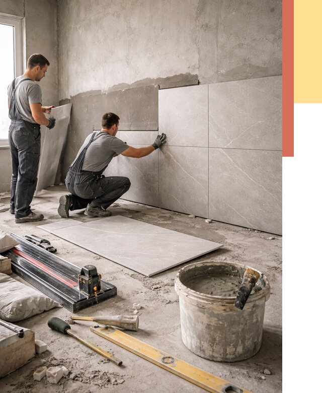 Облицовка стен керамогранитом в Краснокамске от 4258 руб./м² — услуги под ключ | ОТДЕЛОЧНИК-Кнм