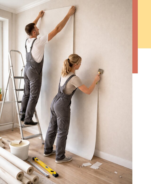 Поклейка флизелиновых обоев в Краснокамске от 6082 руб. | Быстро и недорого — ОТДЕЛОЧНИК-Кнм