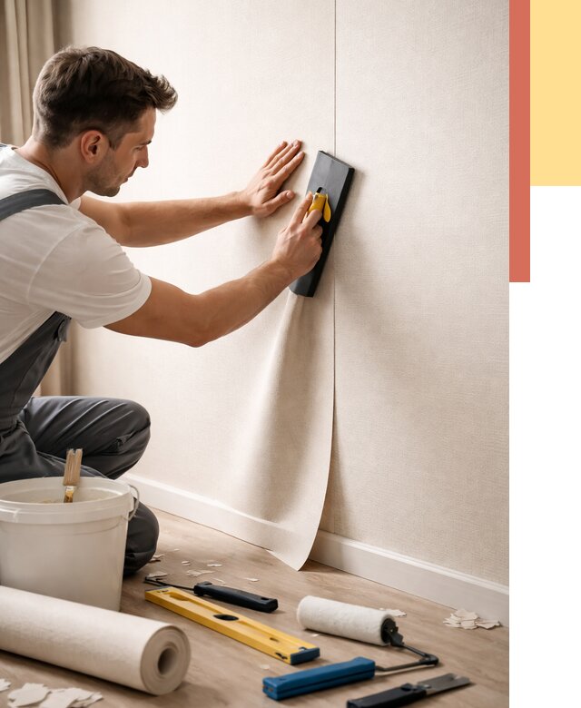 Поклейка виниловых обоев в Краснокамске от 4562 руб. | Быстро и недорого — ОТДЕЛОЧНИК-Кнм