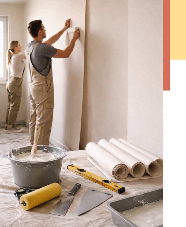 Поклейка бумажных обоев в Краснокамске от 5575 руб./м2 — быстро и недорого | ОТДЕЛОЧНИК-Кнм