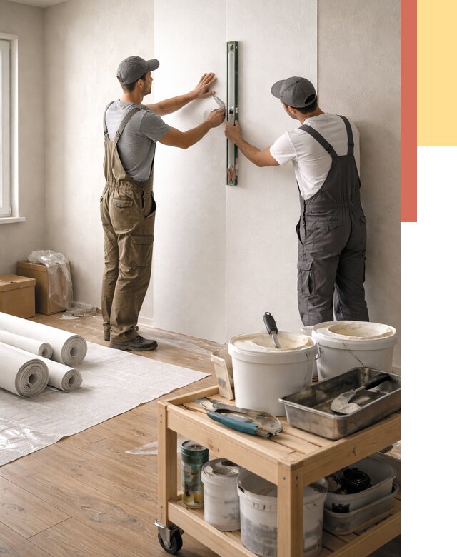 Поклейка стеклообоев в Краснокамске от 6589 руб. за м2 — быстро и недорого | ОТДЕЛОЧНИК-Кнм