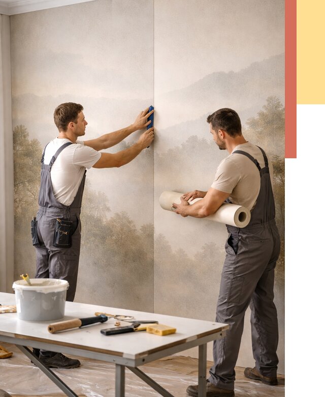 Поклейка фотообоев в Краснокамске от 8616 руб/м² — быстро и недорого | ОТДЕЛОЧНИК-Кнм