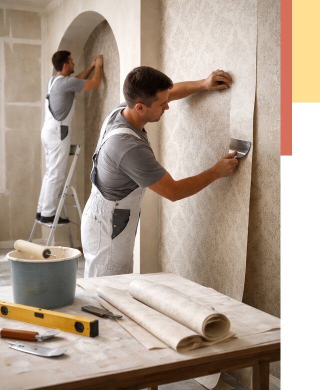 Поклейка обоев на сложные стены в Краснокамске от 2838 руб. под ключ | ОТДЕЛОЧНИК-Кнм