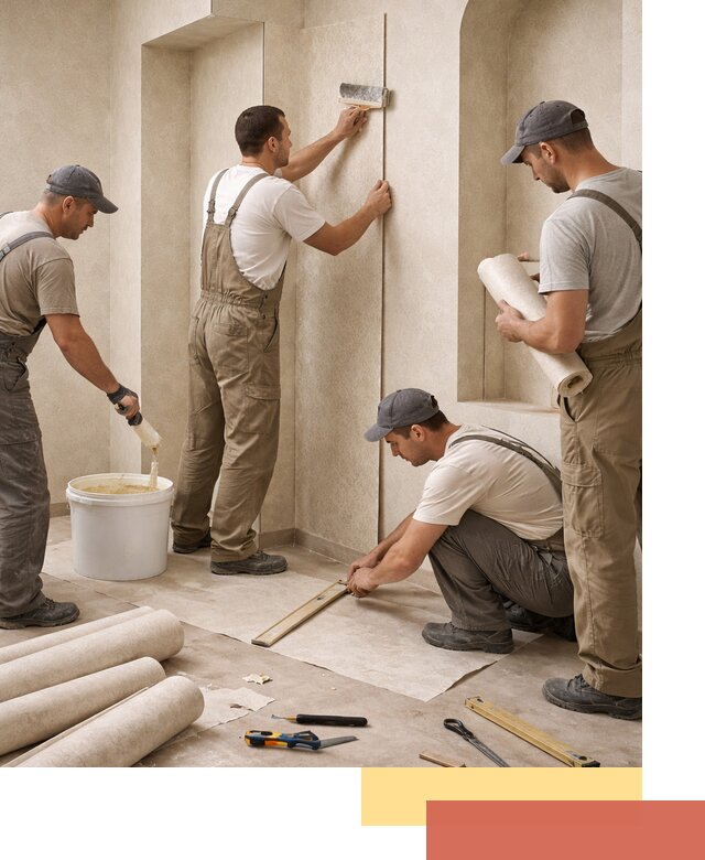 Поклейка обоев на сложные стены и неровные поверхности в Краснокамске