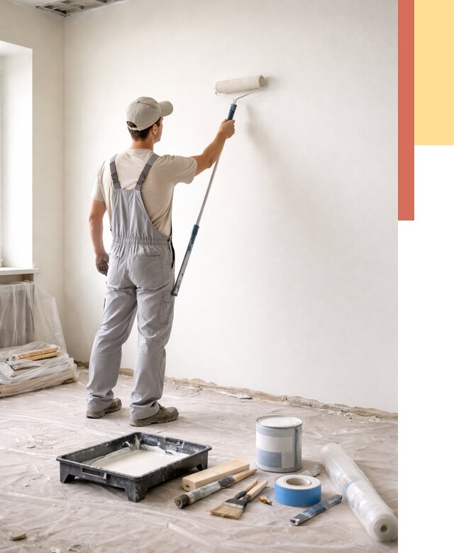 Покраска стен водоэмульсионной краской в Краснокамске от 456 руб. за м² | ОТДЕЛОЧНИК-Кнм