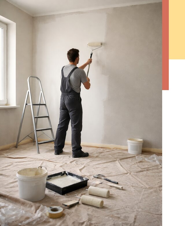 Покраска стен моющейся краской в Краснокамске от 355 руб./м² — быстро и недорого | ОТДЕЛОЧНИК-Кнм