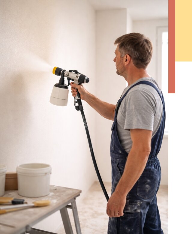 Покраска стен краскопультом в Краснокамске от 7603 руб. — механизированная покраска | ОТДЕЛОЧНИК-Кнм