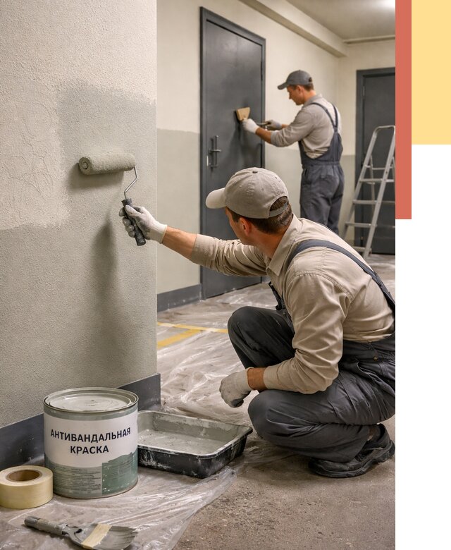 Покраска стен антивандальной краской в Краснокамске от 4562 руб./м² под ключ | ОТДЕЛОЧНИК-Кнм