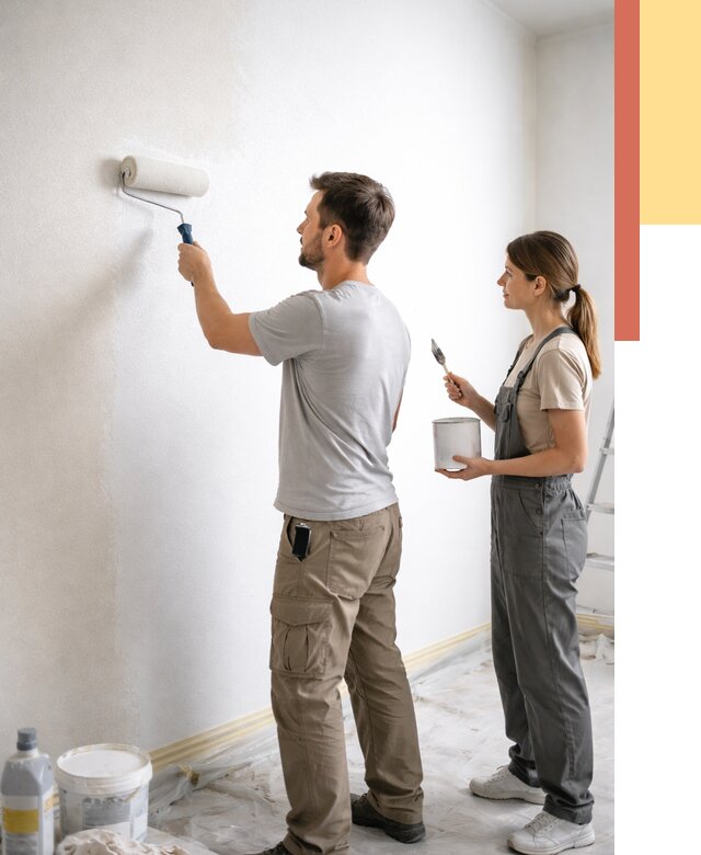 Окраска стен по стеклохолсту в Краснокамске от 4562 руб/м² под ключ | ОТДЕЛОЧНИК-Кнм