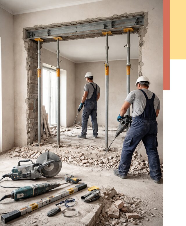 Прорезка проема в стене в Краснокамске от 4562 руб. — быстро и недорого | ОТДЕЛОЧНИК-Кнм