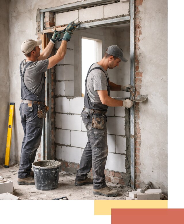 Закладка дверного проема под ключ в Краснокамске: демонтаж, монтаж, отделка