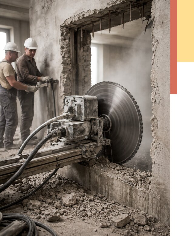 Алмазная резка проемов в Краснокамске от 4562 руб. быстро и недорого | ОТДЕЛОЧНИК-Кнм