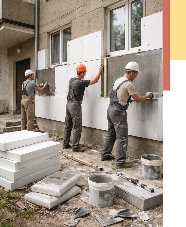 Утепление стен пенопластом в Краснокамске от 1774 руб. — недорого и под ключ | ОТДЕЛОЧНИК-Кнм