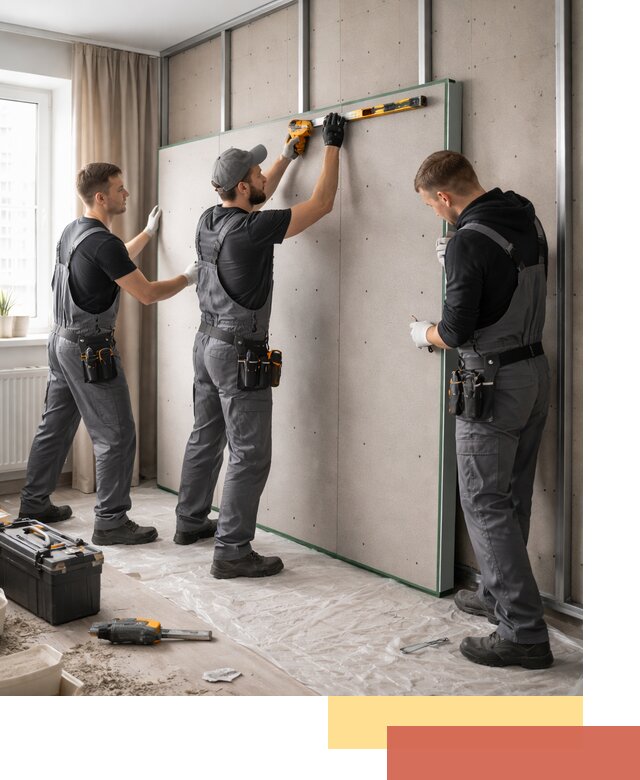 Шумоизоляция стен панелями ЗИПС в Краснокамске для жилых и коммерческих помещений