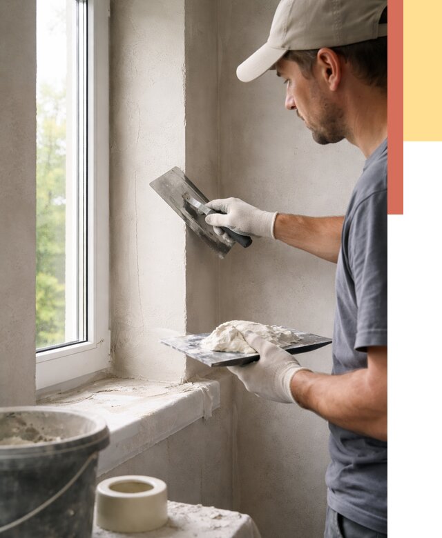 Штукатурка откосов в Краснокамске от 4562 руб/м² — услуги и выравнивание под ключ | ОТДЕЛОЧНИК-Кнм