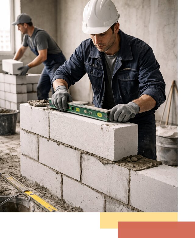 Кладка перегородок из пеноблока под ключ в Краснокамске