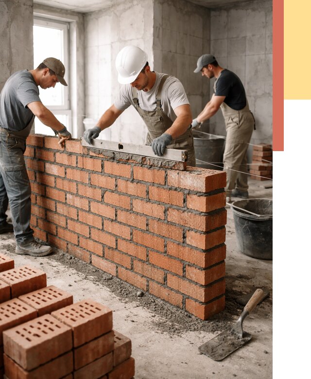 Кладка перегородок из кирпича в Краснокамске от 3548 руб. за м² | ОТДЕЛОЧНИК-Кнм