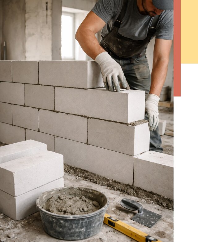 Кладка перегородок из силикатного блока в Краснокамске от 4055 руб. под ключ | ОТДЕЛОЧНИК-Кнм