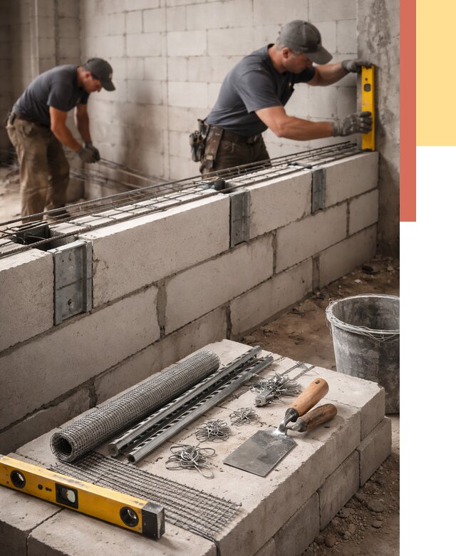 Армирование кладки перегородок в Краснокамске от 760 руб. под ключ | ОТДЕЛОЧНИК-Кнм