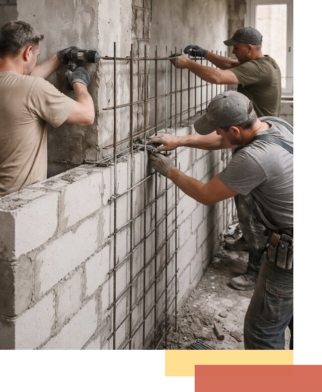 Армирование кладки перегородок в Краснокамске профессионально и надёжно