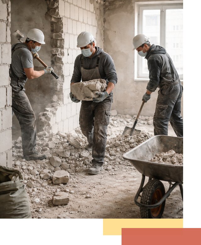 Демонтаж блочных перегородок в Краснокамске быстро и аккуратно