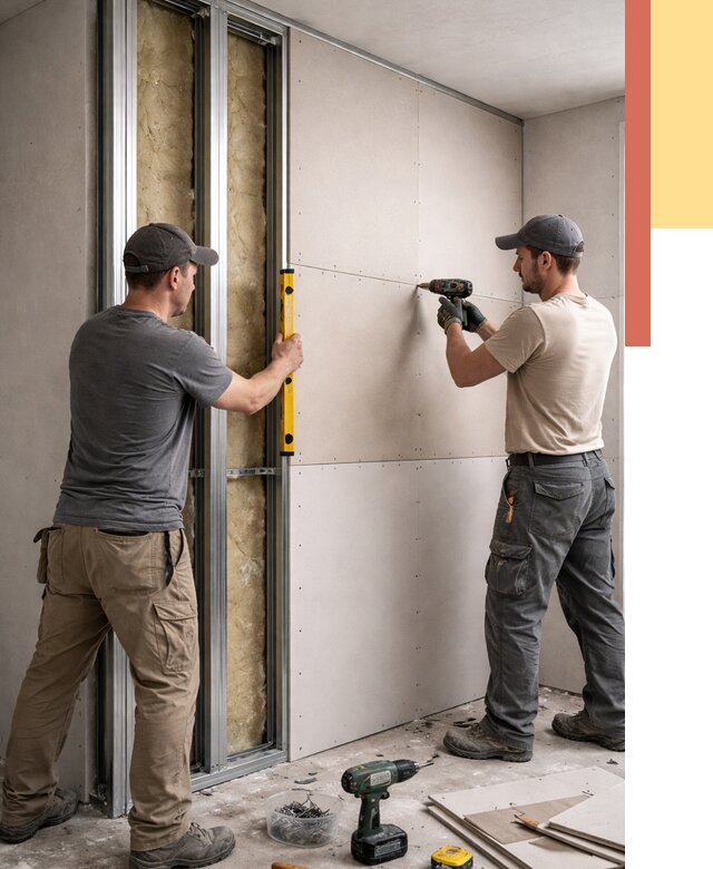 Монтаж двухслойной перегородки из гипсокартона в Краснокамске от 1470 руб. | ОТДЕЛОЧНИК-Кнм