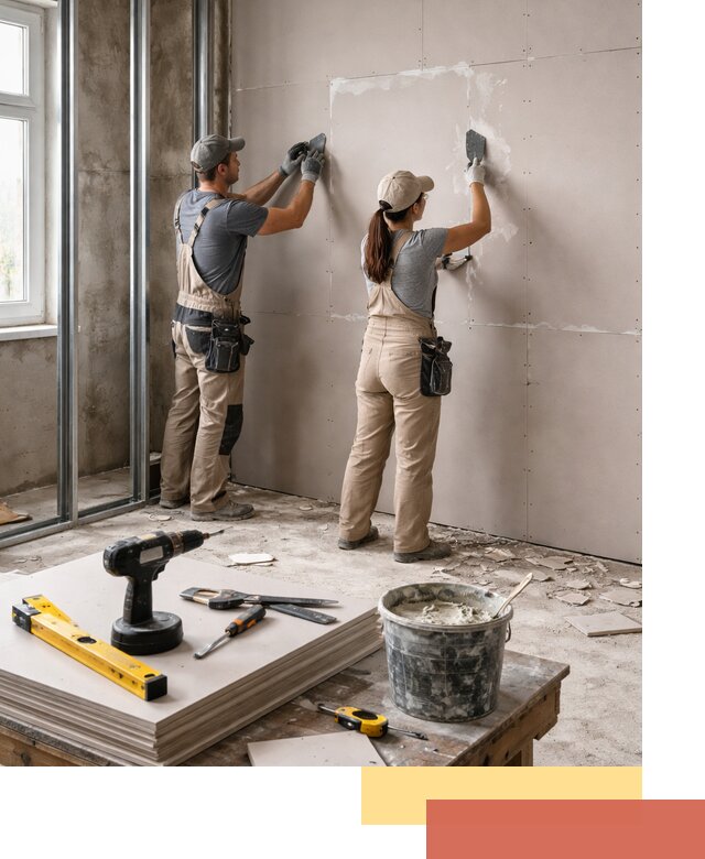 Монтаж двухслойной перегородки из гипсокартона в Краснокамске