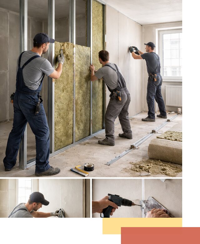 Перегородка из гипсокартона с шумоизоляцией в Краснокамске — монтаж под ключ