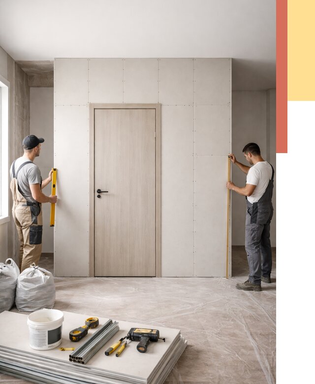 Перегородка из гипсокартона с дверью в Краснокамске от 4562 руб. под ключ | ОТДЕЛОЧНИК-Кнм